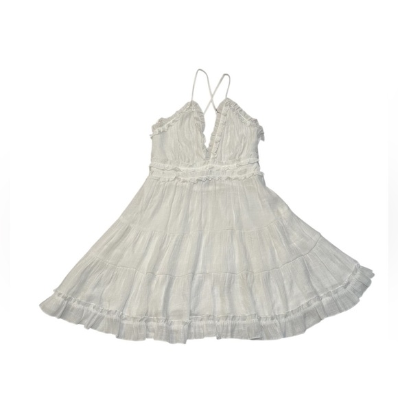 Aakaa White Ruffled Tiered Mini Dress Size M - Picture 1 of 12